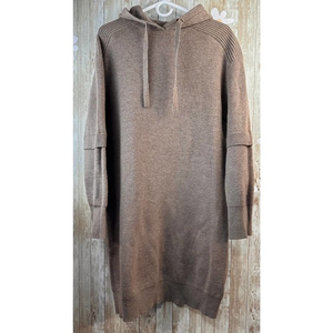 Caara Womens Sweater Dress‎ Sz Medium Brown Tan Knit Pullover Stretch Wool Blend
